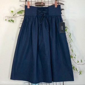 NWT ZARA Navy High Waisted Skirt w Corset Medium